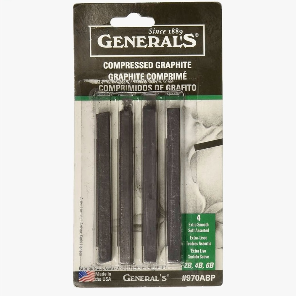 General Pencil Compressed Graphite Sticks 4/Pkg, Black - 2B, 4B & 6B #9770ABP